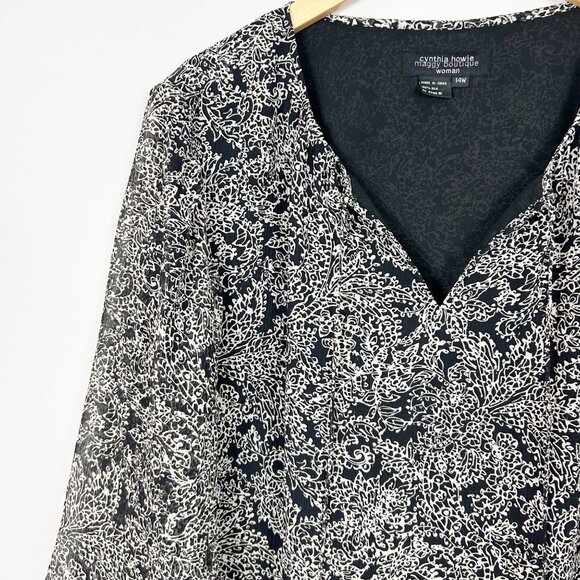 Vintage Cynthia Howie Silk Floral Top Boho Wide Sleeve Size 14W Women's - Picture 2 of 4